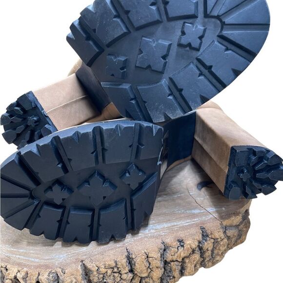 Pazzle Footwear l Silver-Studded, Suede Tan Combat Boots Size 6 l NWOT - Picture 4 of 9